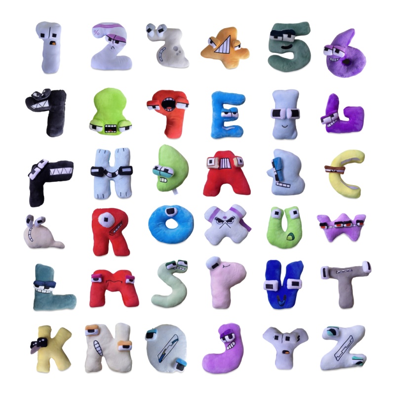 Kids Education Movies - 26個入り アルファベット＆数字ぬいぐるみセット 面白い顔のぬいぐるみ人形 教育装飾 A-Z 数字＆文字