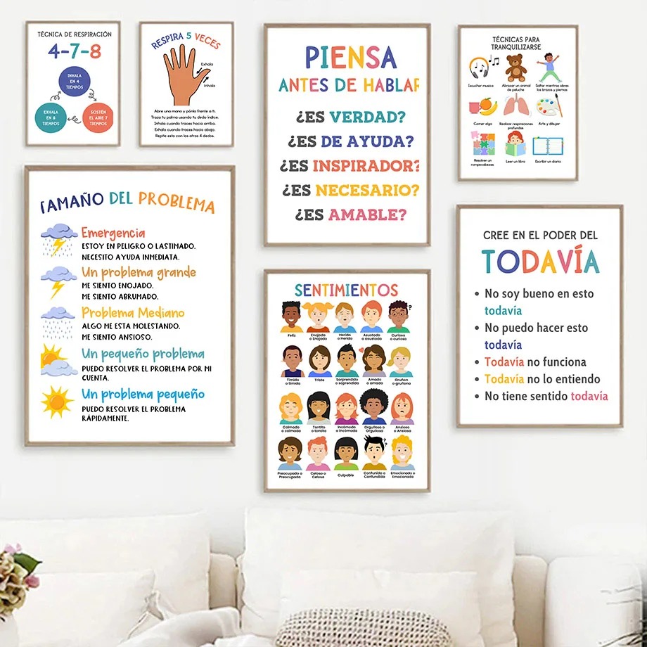 Kids Yoga Education - スペインの子供教育感情ヨガ天気保育園ポスター北欧壁アートプリントキャンバス絵画写真ベビーキッズルーム装飾