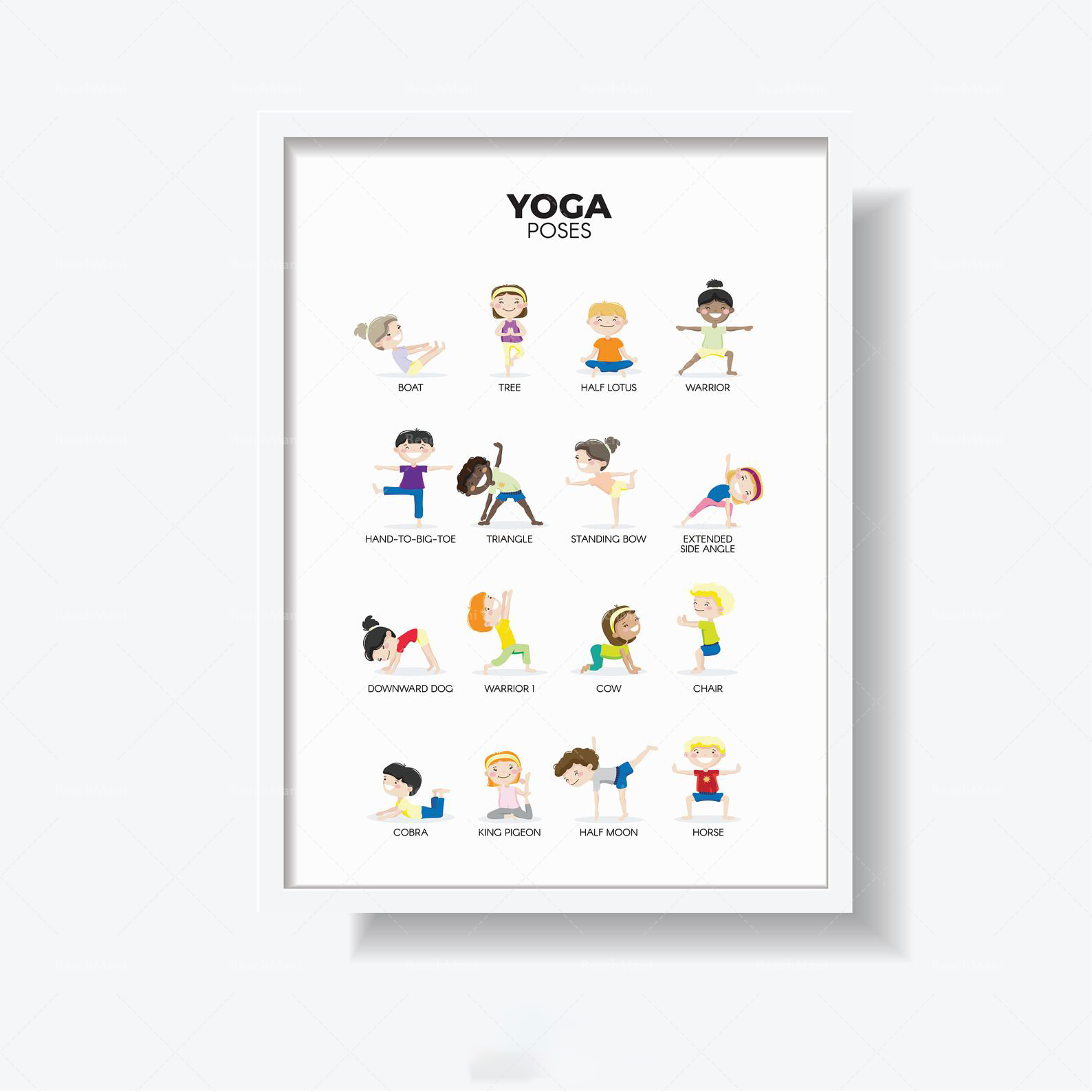 ヨガは実用的な生活の子供部屋の壁アート幼稚園の古典的な教育的 - Kids Yoga Education のレビューと価格
