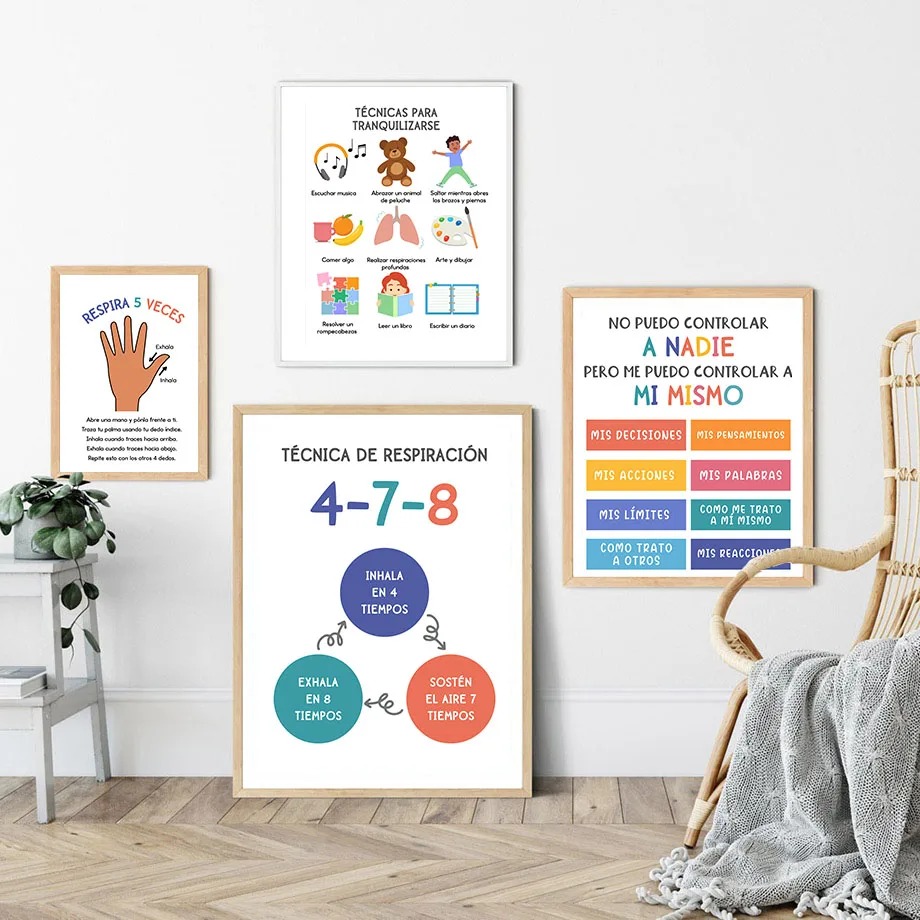 スペインの子供教育感情ヨガ天気保育園ポスター北欧壁アートプリ - Kids Yoga Education のレビューと価格