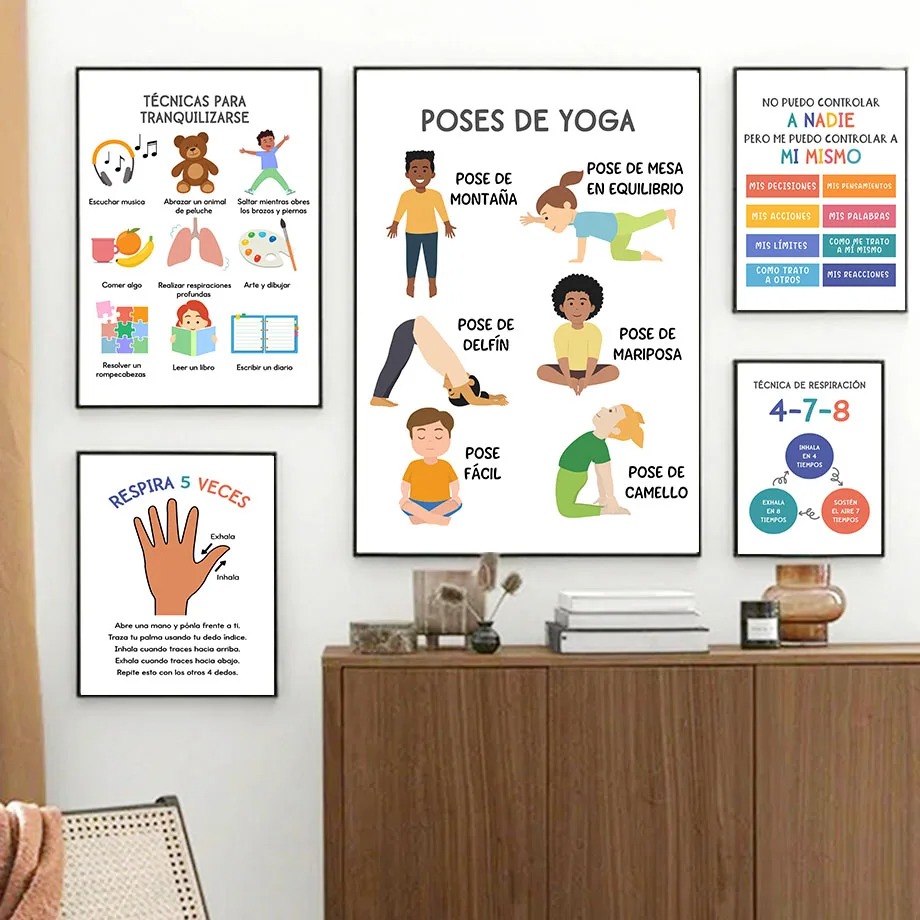 スペインの子供教育感情ヨガ天気保育園ポスター北欧壁アートプリ - Kids Yoga Education のレビューと価格