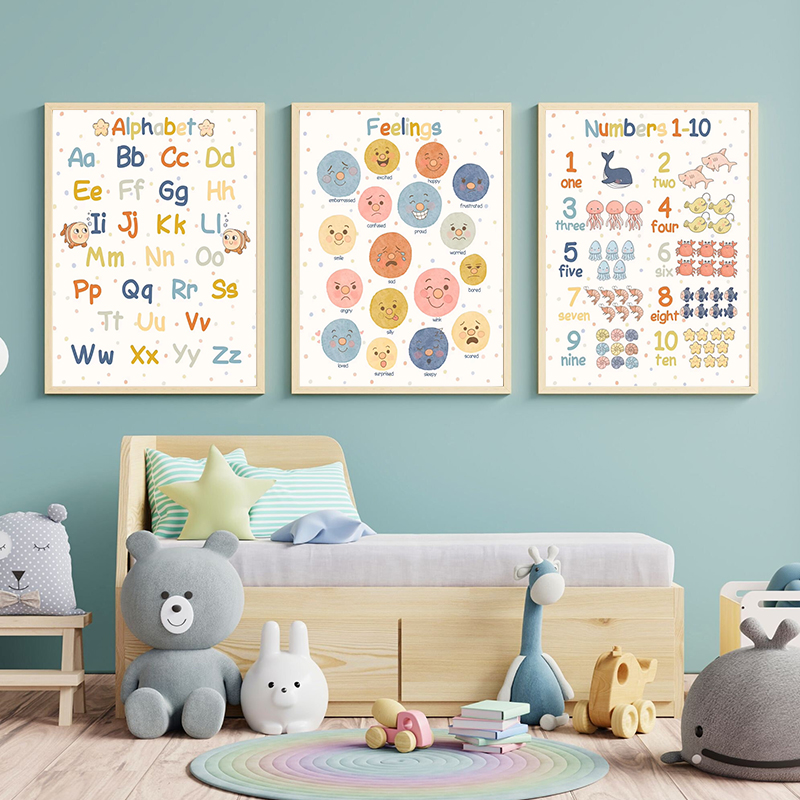 モンテッソーリ教育キッズヨガ色幾何学的形状天気ポスタープリン - Kids Yoga Education のレビューと価格