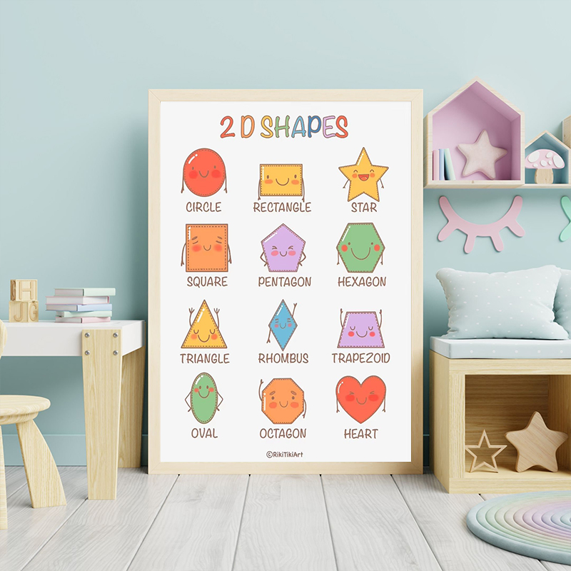 モンテッソーリ教育キッズヨガ色幾何学的形状天気ポスタープリン - Kids Yoga Education のレビューと価格