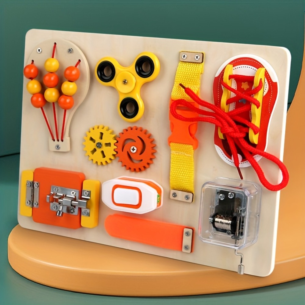 モンテッソーリ木製ビジーボードおもちゃ、幼児向け感覚教育フィ - Kids Education Gift のレビューと価格