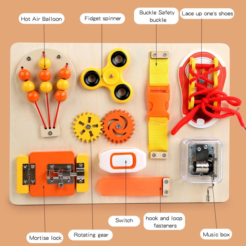 モンテッソーリ木製ビジーボードおもちゃ、幼児向け感覚教育フィ - Kids Education Gift のレビューと価格