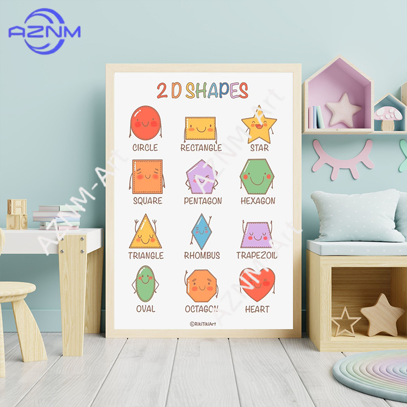 モンテッソーリ教育キッズヨガカラー幾何学的形状天気ポスタープ - Kids Yoga Education のレビューと価格