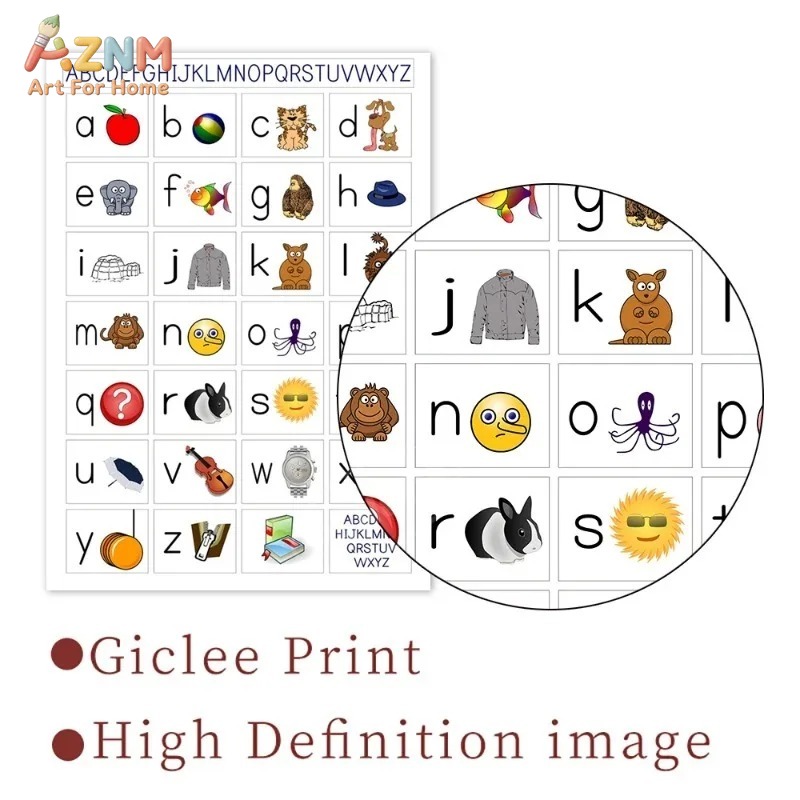 AZNM フレームレスキャンバスポスター キッズアルファベッ - Kids Yoga Education のレビューと価格